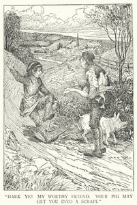 "Hør! Min verdige venn, grisen din kan få deg til å skrape" (litho) av Louis John Rhead