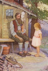Illustrasjon til Heidi av Johanna Spyri (fargelitografi) av Louis John Rhead