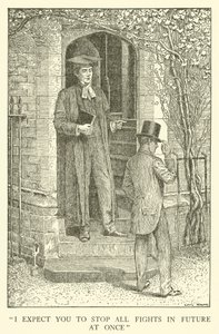 Illustrasjon for Tom Browns skoledager (gravering) av Louis John Rhead