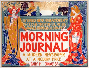 Litteratur. Morning Journal, avis. Plakat av Louis Rhead, USA, ca. 1895 (plakat) av Louis John Rhead
