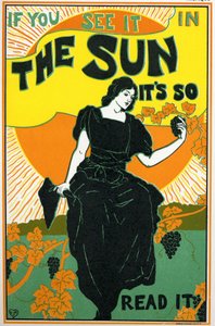Litteratur. The Sun, avis. Plakat av Louis Rhead, USA, ca. 1890 (plakat) av Louis John Rhead