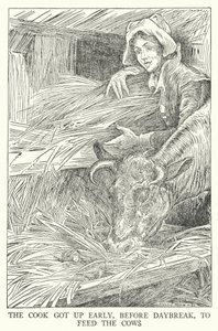 Kokken sto opp tidlig, før daggry, for å mate kyrne (litho) av Louis John Rhead