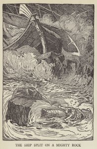 Skipet delte seg på en mektig stein av Louis John Rhead