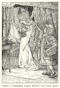 "For en forferdelig stor munn du har!" (litho) av Louis John Rhead