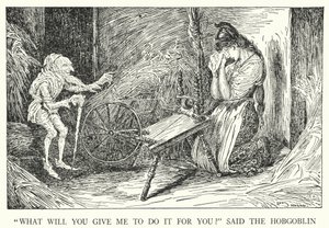 "Hva vil du gi meg for å gjøre det for deg?" sa Hobgoblin (litho) av Louis John Rhead