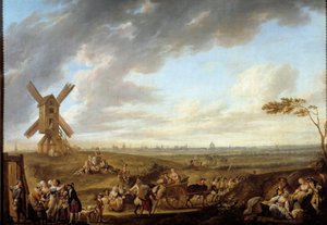 Utsikt over Lille tatt fra guden til Marcq. Maleri av Louis Joseph Watteau dit Watteau de Lille (1731-1798)