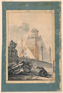 Architectural Fantasy: Et sirkulært tempel på en avkortet pyramide