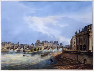 Utsikt over Pont Neuf - i ""Paris i 1837" av Arnout av Louis Jules Arnout