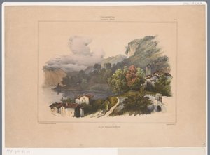 Utsikt over innsjøen Trasimeno i Italia Lac Trasimene (tittel på objekt) Minner fra Italia av Villeneuve (serietittel) Villeneuve. Souvenirs d