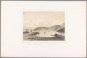 Utsikt over havnen i Mölle Vue prize du Port de Mólleleie / Udsigt fra Havnen ved Mólleleie (tittel på objekt) Faces in Scandinavia (serietittel) Vues du Nord. Semsket skinn (serietittel) av Louis Julien Jacottet