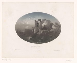 Utsikt over ruinene av slottet til de fire Heemskinderen Château des 4 fils Aymond (Gironde) (tittel på objekt)