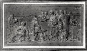 Forbedringer for Paris, studie for et lavt relieff, tidlig på 1800-tallet (blyant på papir) (s/hvitt foto) av Louis Lafitte