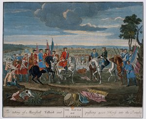Inntakelsen av Marshall Tallard og dyttet 4000 hester inn i Donau i slaget ved Blenheim i 1704, ca. 1760