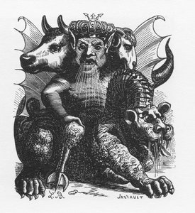Asmodee demon av Bibelen - Asmodeus eller Ashmedai kongen av demoner - i "The infernal dictionary"" av Collin de Plancy - Gravering av L. Breton. Paris