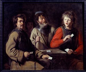 Soldater som spiller kort, maleri av Louis Le Nain (1593-1648) 1640 Aix en Provence, Musee Granet