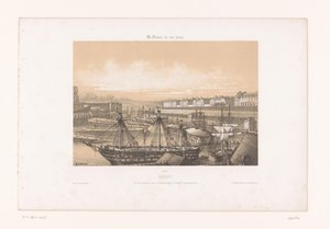 Utsikt over Arsenal ved havnen i Brest brest. Vue des Corderies hautes et basses, Bagne og Hôpital Clermontonnerre (tittel på objekt) Contemporary France (serietittel) La France de nos jours (serietittel på objekt)