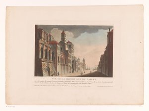 Utsikt over en gate i Napoli Vue de la Grande Rue de Naples (tittel på objekt) Bylandskap i Italia, Spania og Egypt (serietittel)