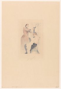 Cancan-danser sitter på en stol mens han gjør en fleksibilitetsøvelse Brisement assis (avec professeur) (tittel på objekt)