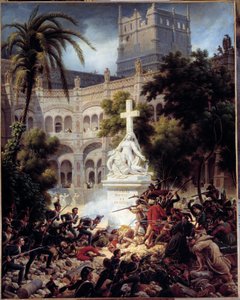 Beleiring og fangst av Zaragoza (Zaragoza): angrep på klosteret San Engracia 8. februar av Louis Lejeune