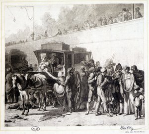 Ankomsten av en flid, heliogravyr av Léon Marotte ifølge maleriet av Boilly (1803).