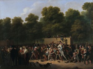 Utdeling av vin og mat på Champs-Elysées i anledning King