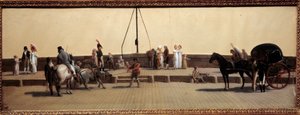 Passage du Pont Royal et Paris-maleri av Louis Leopold Boilly (1761-1845) 1800 Søn. 0,25x0,69 m Paris, Musee Carnavalet. av Louis Leopold Boilly