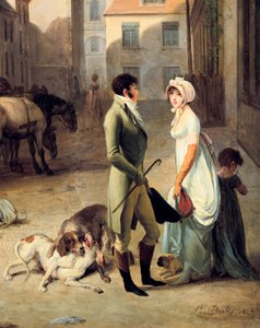 Ankomsten av en scenetrener ved endestasjonen, detalj av Louis Leopold Boilly