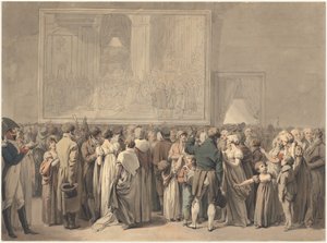 Publikum i Louvre-salongen, ser på maleriet av "Sacre" av Louis Leopold Boilly