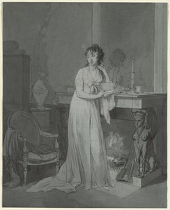 Kvinne foran en peis, ca. 1803. av Louis Leopold Boilly