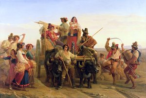 Ankomsten av innhøstingsmaskiner i de pontinske myrene, 1830