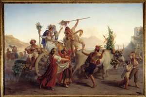 The Return of the Feast of the Madonna of the Arch nær Napoli Maleri av Louis Leopold Robert (1794-1835) 1827 Søn. 1,47x2,12 m