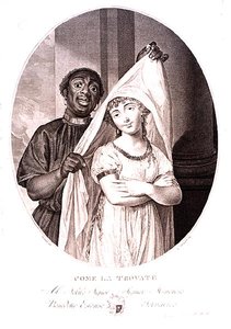 As You Find Her, gravert av G. Lancon, ca. 1840 (stålgravering) (s/hvitt-foto) av Louis Marie Sicard