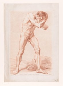 Stående naken mann med armene foldet rundt hodet av Louis Marin Bonnet (attributed to)