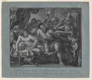 Samson tatt av filistrene i Delilas hus av Louis Marin Bonnet