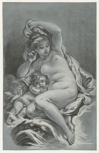 Venus som Cupido Venus og Cupid på en delfin av Louis Marin Bonnet