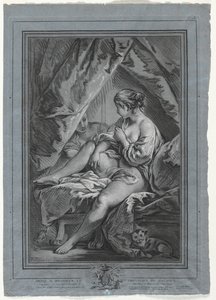 Ung kvinne sitter på en seng av Louis Marin Bonnet