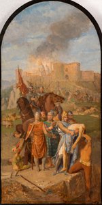 Skisse for Saint-Sulpice-kirken: Saint Louis begraver pesten ..., mellom 1864 og 1870. av Louis Matout