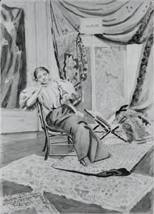 Jente på stol, ca. 1891. av Louis Michel Eilshemius