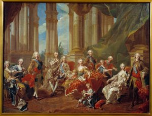 Kong Filip V (1683 - 1746) av Spania og hans familie. Skisse av Louis Michel Van Loo (1707-1771) av Louis Michel van Loo