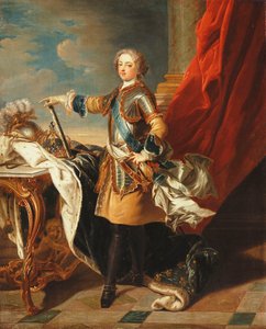 Portrett av kong Ludvig XV, i full lengde, iført halv rustning,