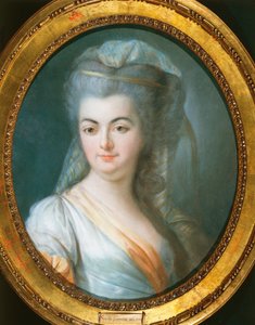 Portrett av tilslørt kvinne av Louis Michel van Loo (1707-1771), pastell på pergament av Louis Michel van Loo