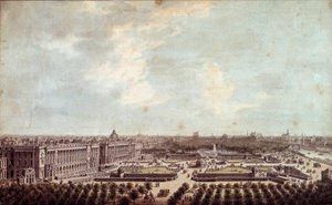 Utsikt over Place Louis XV (nåværende Place de la Concorde i Paris Akvarell av Louis Nicolas de Lespinasse (1734-1808) 1778 Paris, Musee Carnavalet