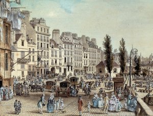 Utsikt over havnen Saint Paul i Paris i 1782 Promenades på bredden av Seinen. Tegning av Louis de Lespinasse (1734-1808) 1782 Paris, Musee Carnavalet