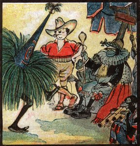 Nestor Fenleroc, europeisk nybygger besøker en afrikansk stamme. 1923 (gravering)