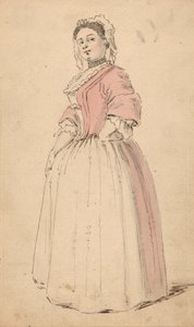 En ung kvinne i en rosa kjole av Louis Philippe Boitard