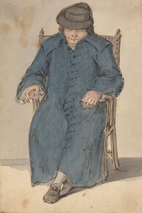 Mann som sover i en lang blå frakk av Louis Philippe Boitard