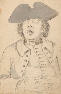 Mannen sover med munnen vidåpen og hendene i kryss av Louis Philippe Boitard