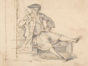 Sjøoffiser sittende Røyking av Louis Philippe Boitard