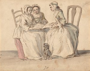 Tre sittende damer av Louis Philippe Boitard