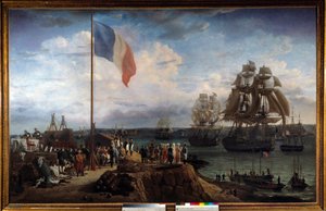 Keiser Napoleon I og Marie Louise deltar på skvadronen til admiral Troude i Cherbourg 30.05.1811 Maleri av Louis Philippe Crepin (1772-1851) 1811 Søn. 1,65x2,55 m Malmaison, musee du chateau. av Louis Philippe Crepin